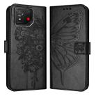 For Asus ROG Phone 8 Embossed Butterfly Leather Phone Case(Black) - 2
