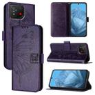 For Asus ROG Phone 8 Embossed Butterfly Leather Phone Case(Dark Purple) - 1