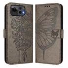 For ASUS Zenfone 12 Ultra Embossed Butterfly Leather Phone Case(Grey) - 2