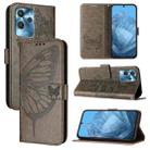 For Oukitel C32 Embossed Butterfly Leather Phone Case(Grey) - 1