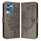 For Oukitel C32 Embossed Butterfly Leather Phone Case(Grey) - 2