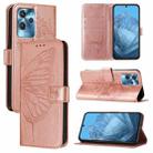 For Oukitel C32 Embossed Butterfly Leather Phone Case(Rose Gold) - 1