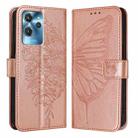 For Oukitel C32 Embossed Butterfly Leather Phone Case(Rose Gold) - 2