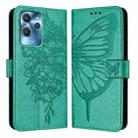 For Oukitel C32 Embossed Butterfly Leather Phone Case(Green) - 2