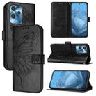 For Oukitel C32 Embossed Butterfly Leather Phone Case(Black) - 1