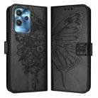 For Oukitel C32 Embossed Butterfly Leather Phone Case(Black) - 2