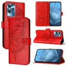 For Oukitel C32 Embossed Butterfly Leather Phone Case(Red) - 1