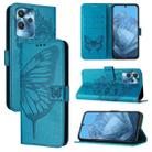 For Oukitel C32 Embossed Butterfly Leather Phone Case(Blue) - 1