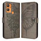 For Oukitel C33 Embossed Butterfly Leather Phone Case(Grey) - 2