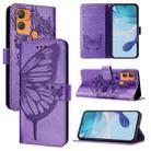 For Oukitel C33 Embossed Butterfly Leather Phone Case(Purple) - 1