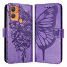 For Oukitel C33 Embossed Butterfly Leather Phone Case(Purple) - 2