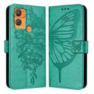 For Oukitel C33 Embossed Butterfly Leather Phone Case(Green) - 2