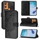 For Oukitel C33 Embossed Butterfly Leather Phone Case(Black) - 1