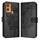 For Oukitel C33 Embossed Butterfly Leather Phone Case(Black) - 2