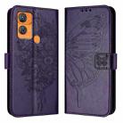 For Oukitel C33 Embossed Butterfly Leather Phone Case(Dark Purple) - 2