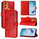 For Oukitel C33 Embossed Butterfly Leather Phone Case(Red) - 1