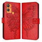 For Oukitel C33 Embossed Butterfly Leather Phone Case(Red) - 2