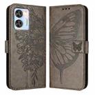 For Oukitel C36 / C35 Embossed Butterfly Leather Phone Case(Grey) - 2