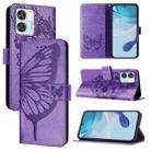 For Oukitel C36 / C35 Embossed Butterfly Leather Phone Case(Purple) - 1