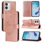 For Oukitel C36 / C35 Embossed Butterfly Leather Phone Case(Rose Gold) - 1