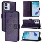 For Oukitel C36 / C35 Embossed Butterfly Leather Phone Case(Dark Purple) - 1