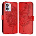 For Oukitel C36 / C35 Embossed Butterfly Leather Phone Case(Red) - 2