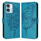 For Oukitel C36 / C35 Embossed Butterfly Leather Phone Case(Blue) - 2