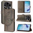 For Oukitel C37 Embossed Butterfly Leather Phone Case(Grey) - 1