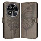 For Oukitel C37 Embossed Butterfly Leather Phone Case(Grey) - 2