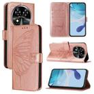 For Oukitel C37 Embossed Butterfly Leather Phone Case(Rose Gold) - 1