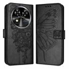 For Oukitel C37 Embossed Butterfly Leather Phone Case(Black) - 2