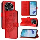 For Oukitel C37 Embossed Butterfly Leather Phone Case(Red) - 1