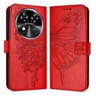 For Oukitel C37 Embossed Butterfly Leather Phone Case(Red) - 2