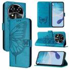 For Oukitel C37 Embossed Butterfly Leather Phone Case(Blue) - 1