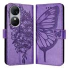 For Oukitel C38 Embossed Butterfly Leather Phone Case(Purple) - 2