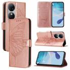 For Oukitel C38 Embossed Butterfly Leather Phone Case(Rose Gold) - 1