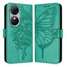 For Oukitel C38 Embossed Butterfly Leather Phone Case(Green) - 2