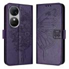 For Oukitel C38 Embossed Butterfly Leather Phone Case(Dark Purple) - 2