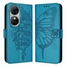 For Oukitel C38 Embossed Butterfly Leather Phone Case(Blue) - 2