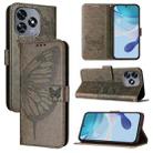 For Oukitel C51 Embossed Butterfly Leather Phone Case(Grey) - 1