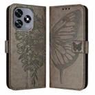 For Oukitel C51 Embossed Butterfly Leather Phone Case(Grey) - 2