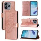 For Oukitel C51 Embossed Butterfly Leather Phone Case(Rose Gold) - 1