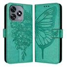 For Oukitel C51 Embossed Butterfly Leather Phone Case(Green) - 2