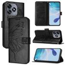 For Oukitel C51 Embossed Butterfly Leather Phone Case(Black) - 1