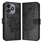 For Oukitel C51 Embossed Butterfly Leather Phone Case(Black) - 2
