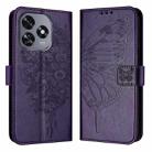 For Oukitel C51 Embossed Butterfly Leather Phone Case(Dark Purple) - 2