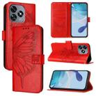 For Oukitel C51 Embossed Butterfly Leather Phone Case(Red) - 1