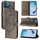 For Oukitel C53 Embossed Butterfly Leather Phone Case(Grey) - 1