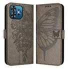 For Oukitel C53 Embossed Butterfly Leather Phone Case(Grey) - 2