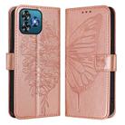 For Oukitel C53 Embossed Butterfly Leather Phone Case(Rose Gold) - 2